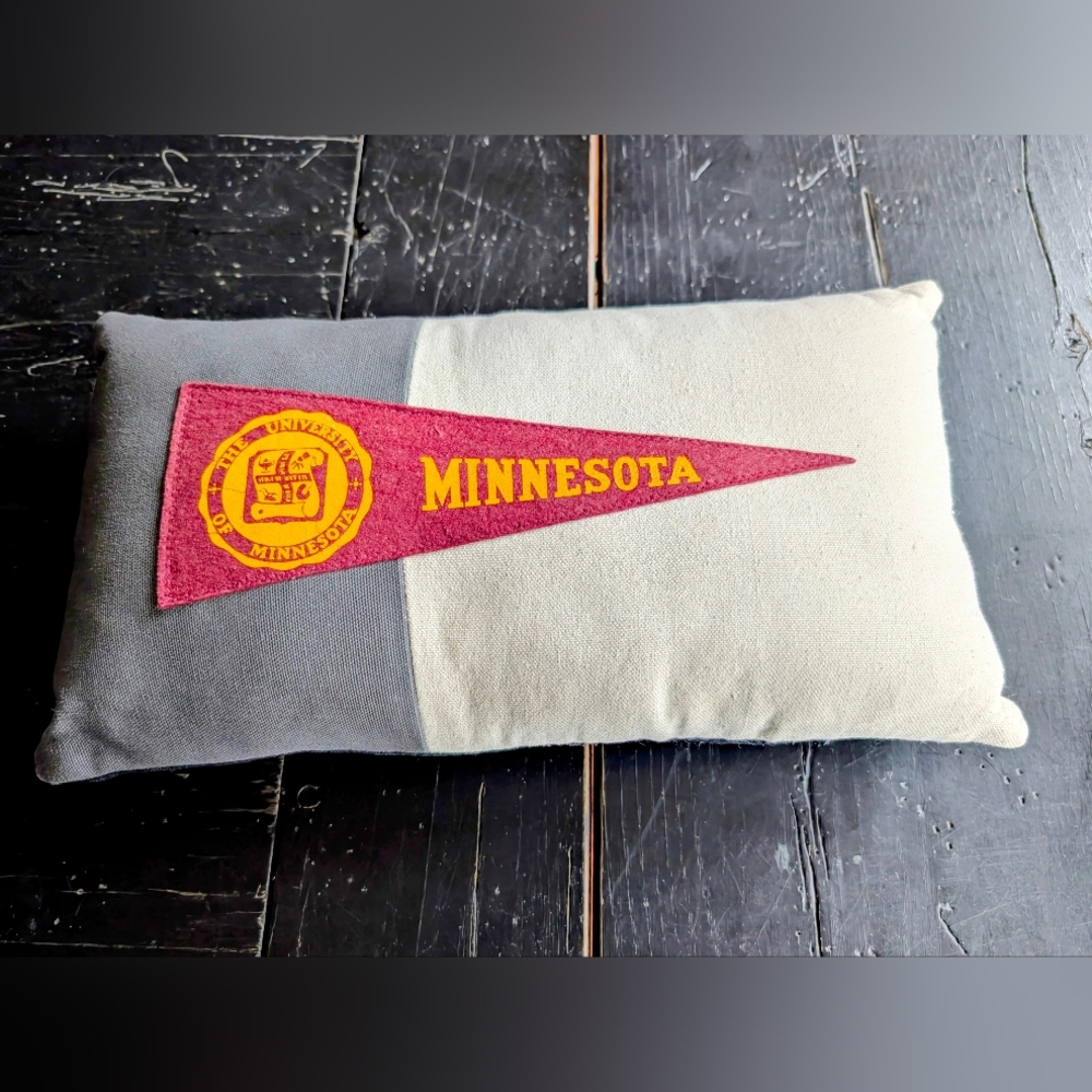 American Roadtrip University of Minnesota Pillow Vintage Collegiate Pennant